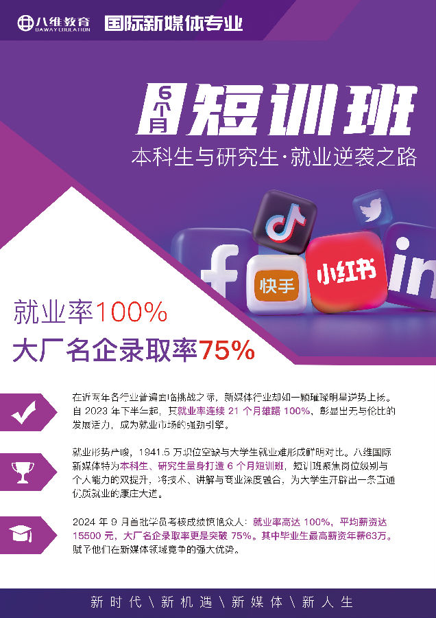 八维教育国际新媒体专业直播运营管理实战班开课啦